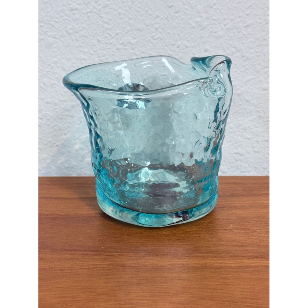 Blenko Aqua Small Textured Glass Vase 3.5"